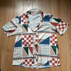 Vrg girl patterned oversized button down